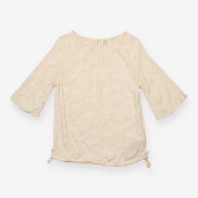 Cream Metallic Silver Floral Embroidered 3/4 Sleev
