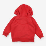 Red zip up hoodie with giraffe