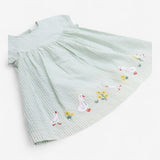 Dress Green Stripe Seersucker with Applique Ducks