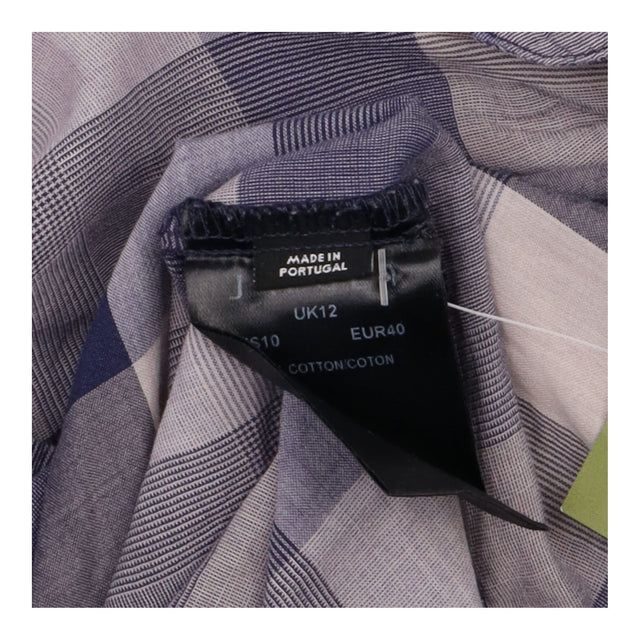 Navy Slate Grey Checked 100% Cotton Button Down Lo