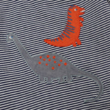 T-shirt long sleeve blue and white stripe dinosaur