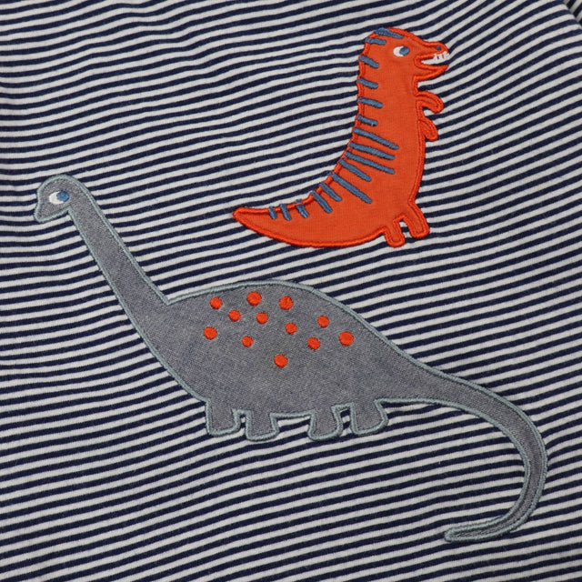 T-shirt long sleeve blue and white stripe dinosaur