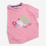 T-shirt Long Sleeve Pink Hedgehog Applique