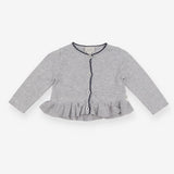 Grey knit cardigan frill hem