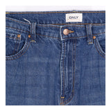 Jeans Wide Leg Mid Blue Denim Five Pocket