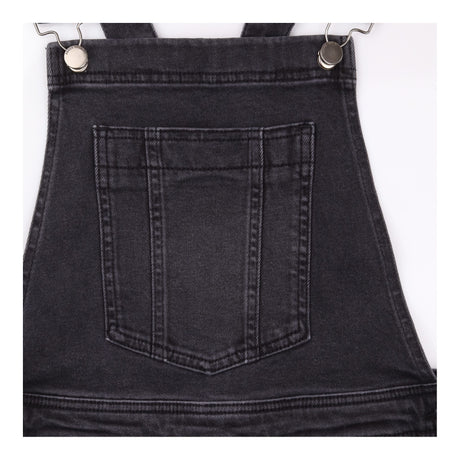 Dress Washed Black Denim Cotton Dungaree Pinafore