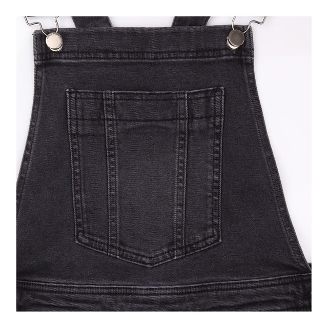 Dress Washed Black Denim Cotton Dungaree Pinafore