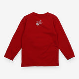 T-shirt Red Long Sleeve Santa Applique