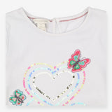 T-Shirt Long Sleeved White Sequin Hearts and Butte