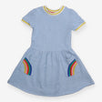 Dress Short Sleeve Blue with Rainbow Pockets