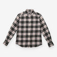 Checked Flannel Shirt Cream Pintuck Long Sleeve