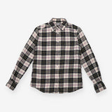 Checked Flannel Shirt Cream Pintuck Long Sleeve