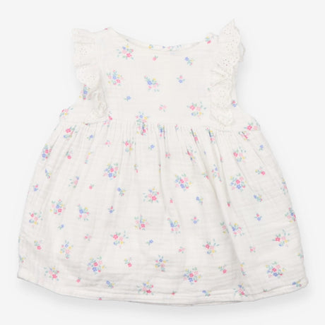 Tunic White Floral Frill Shoulders