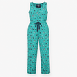 Jumpsuit Teal Green Peacock Print Organic Cotton S