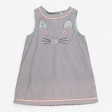 Dress Cord Sleeveless Grey Kitten Face 