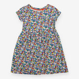 Navy dress with bright flowers