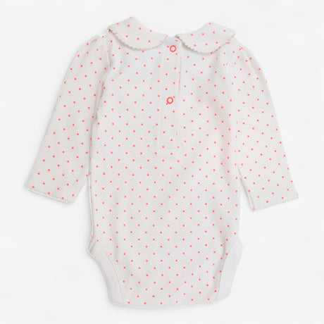 Bodysuit white bright pink polka dots