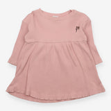 Dress pink ribbed with flower