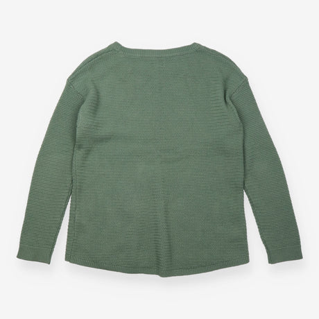  Sage Green Textured Crew Neck Cotton Knit 