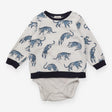 Sweater with Built in Bodysuit White Blue Tiger 