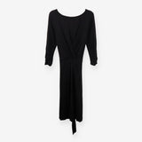 Black Jersey  Wrapover Midi Dress Long Sleeve 