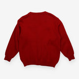 Red knit cardigan with bows