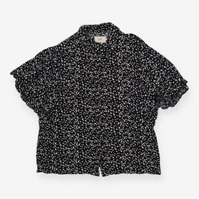 Black Short Sleeve Frill Shirt Scatter Star Print