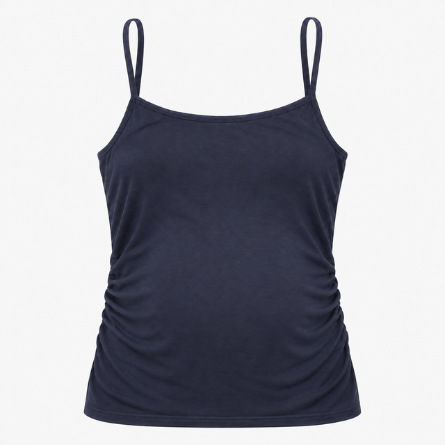 Navy Nursing Maternity Strappy Organic Cotton Top
