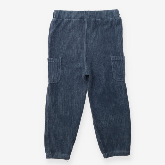 Blue Ribbed Velour Leggings 