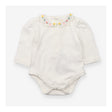 Bodysuit white yellow and pink collard