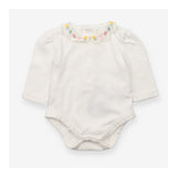 Bodysuit white yellow and pink collard
