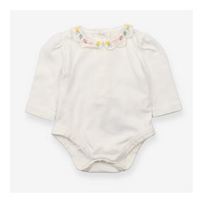 Bodysuit white yellow and pink collard