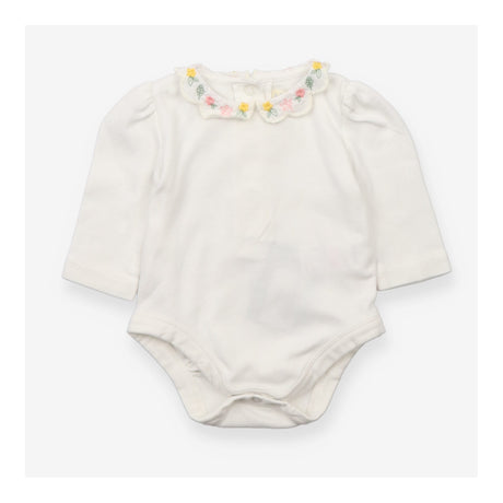 Bodysuit white yellow and pink collard