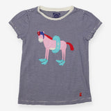 Tee SS striped blue horse - sea horse