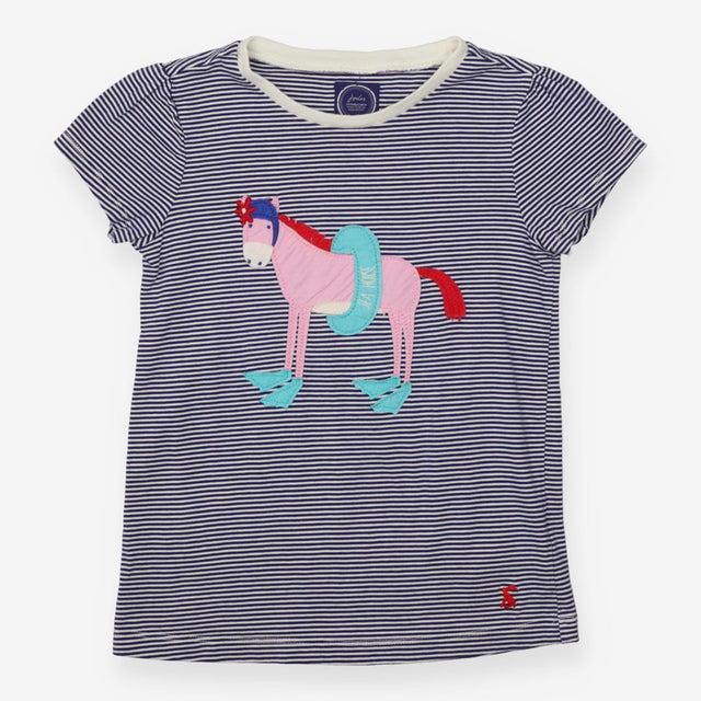 Tee SS striped blue horse - sea horse
