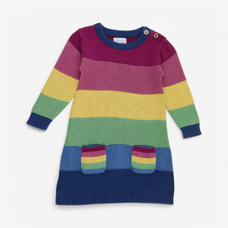 Dress knitted striped with pockets 