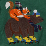Sweatshirt green fox riding a bear