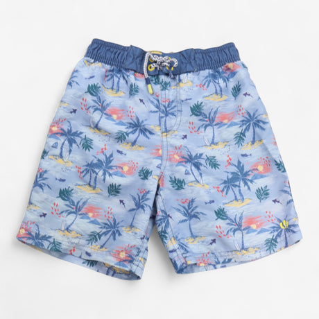 Swim Shorts Blue with Palm Trees