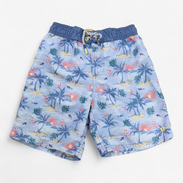 Swim Shorts Blue with Palm Trees