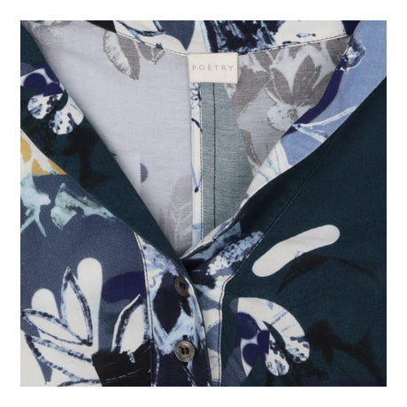 Floral Linen‑Blend Long‑Sleeve Collared Button Dre