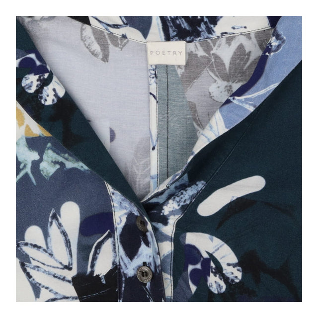 Floral Linen‑Blend Long‑Sleeve Collared Button Dre