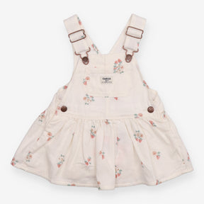 Pinafore white denim flowers