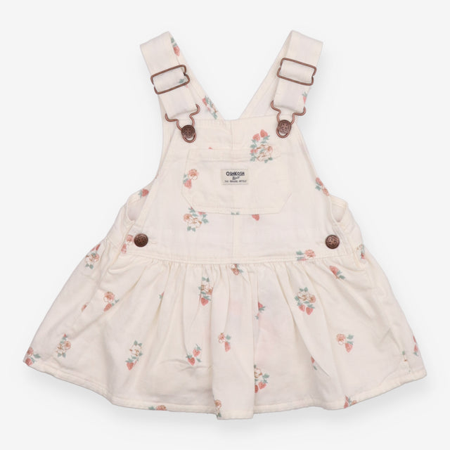 Pinafore white denim flowers