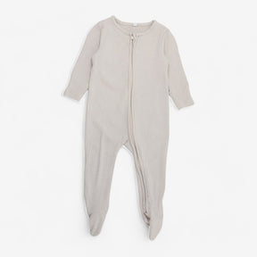 Ribbed Clever Zip Sleepsuit - Ribbed Ecru
