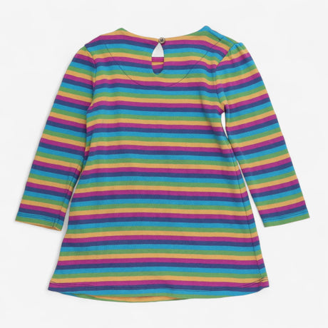 Dress LS jersey striped floral applique animal 
