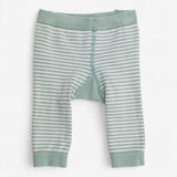 Knitted leggings green white stripe elephants