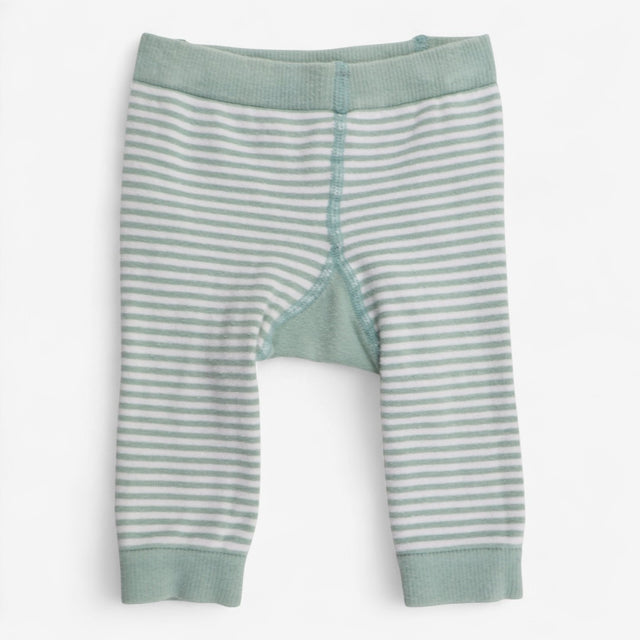 Knitted leggings green white stripe elephants