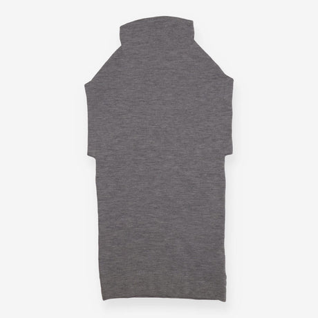 Grey Funnel Neck Merino Wool Sleeveless Dress