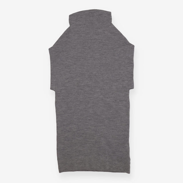 Grey Funnel Neck Merino Wool Sleeveless Dress