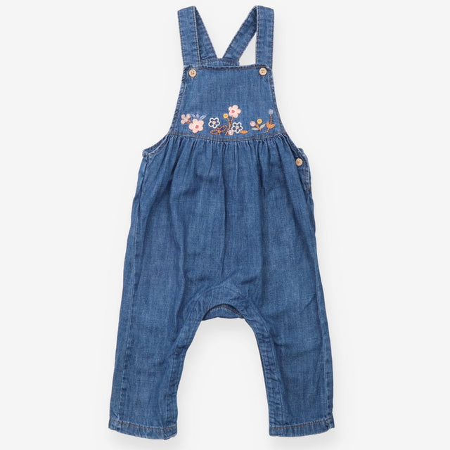 Dungaree Denim Embroidered  Flowers